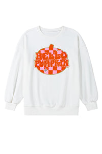 KaleaBoutique Stylish Terry Halloween Pumpkin Patched Pattern Pullover Sweatshirt - KaleaBoutique.com