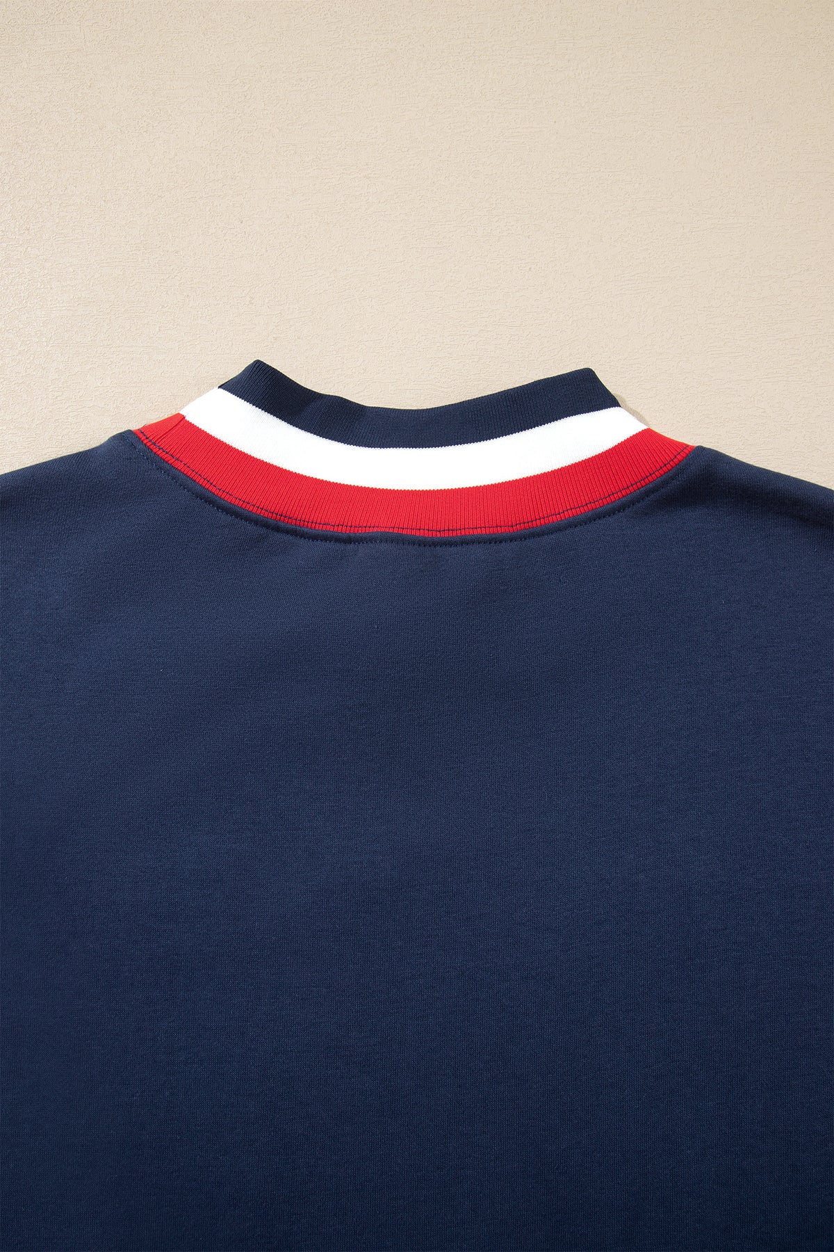 KaleaBoutique Comfortable USA Slogan Patch Embroidery Colorblock High Neck Long Sleeve Sweatshirt - KaleaBoutique.com