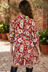 KaleaBoutique Stylish Floral Print Half Sleeve Short Shift Dress - KaleaBoutique.com