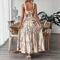 Plant And Floral Strap Maxi Dress - KaleaBoutique.com