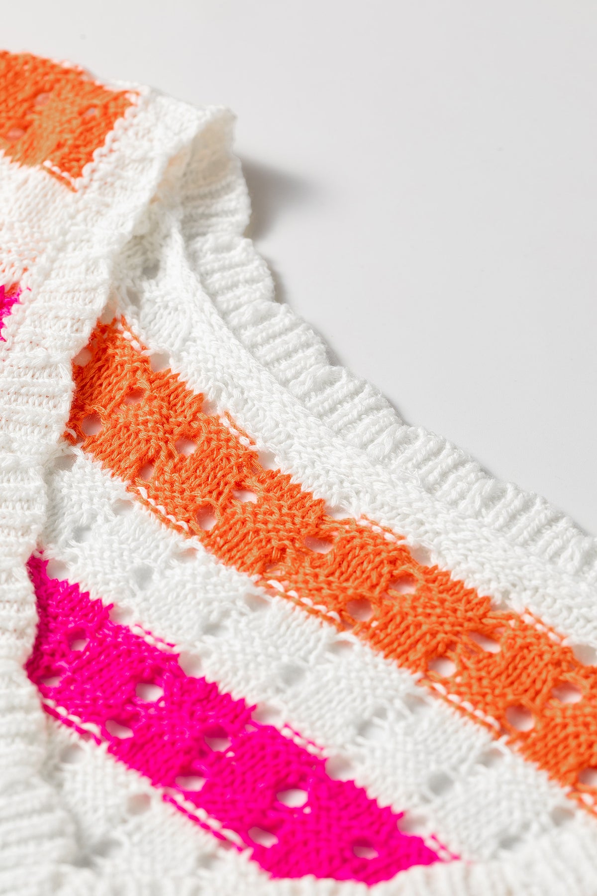 KaleaBoutique Stylish Striped Eyelet Knit V Neck Sweater Tee - KaleaBoutique.com