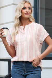 KaleaBoutique Chic Breathable Gauze Half Button Short Sleeve Casual Blouse - KaleaBoutique.com