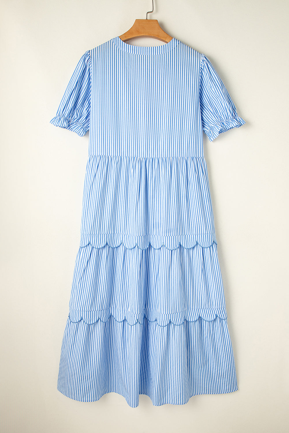Bubble Short Sleeve Tiered Scallop Long Dress - KaleaBoutique.com
