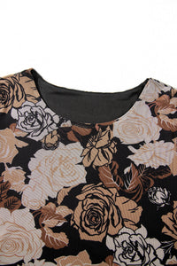 KaleaBoutique Stylish Floral Long Sleeve Asymmetric Ruffle Split Hem Mesh Dress - KaleaBoutique.com