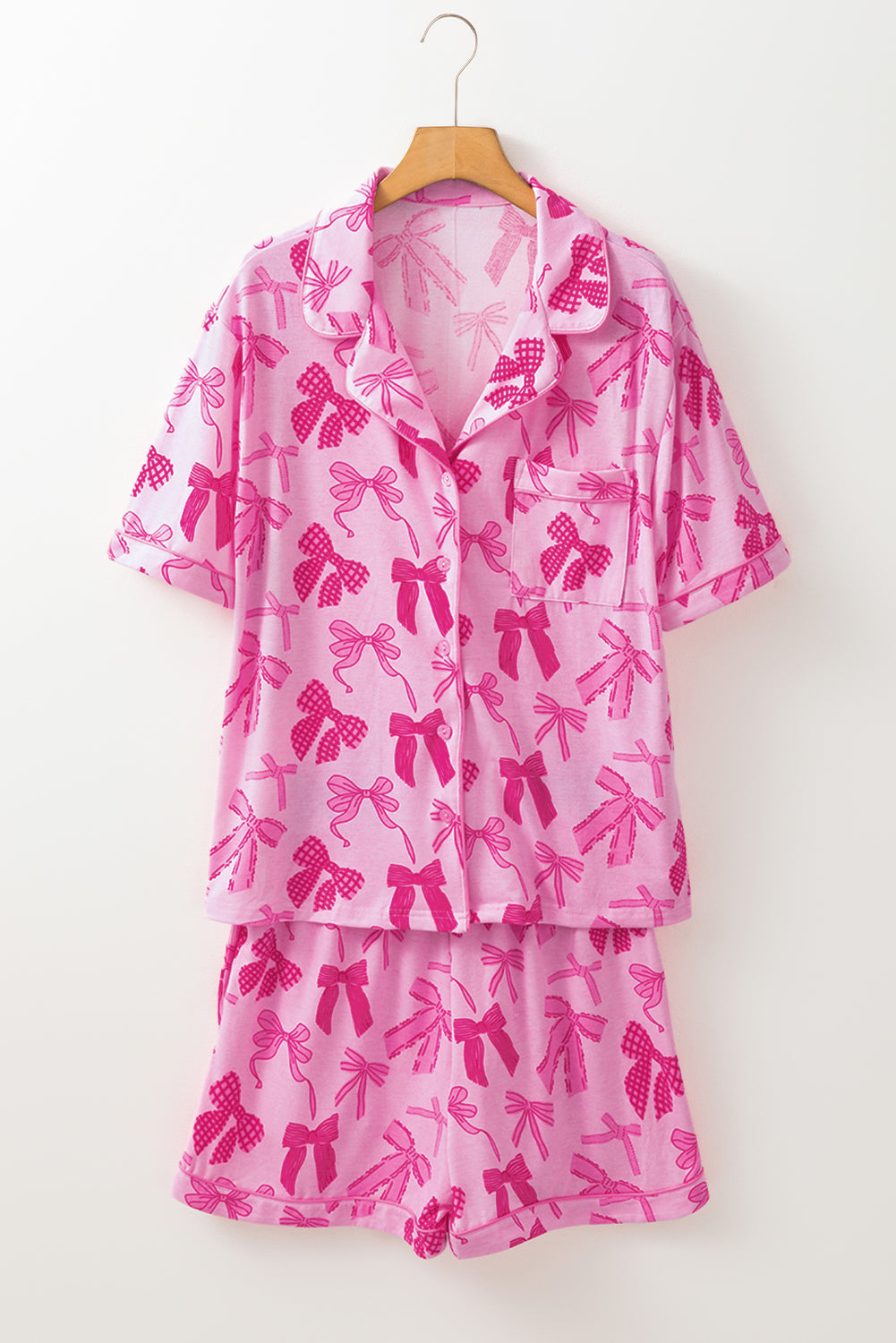 KaleaBoutique Stylish Bow Print Half Sleeve Shirt and Shorts Pajamas Set - KaleaBoutique.com