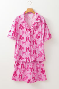 KaleaBoutique Stylish Bow Print Half Sleeve Shirt and Shorts Pajamas Set - KaleaBoutique.com