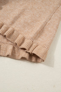 KaleaBoutique Comfortable Ruffle Trim Gold Button Sweater Cardigan - KaleaBoutique.com