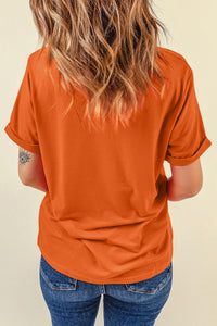 Orange Patchwork Pumpkin Halloween Graphic Tee - KaleaBoutique.com