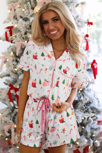 KaleaBoutique Comfortable Christmas Spirits Shirt Style 2pcs Short Pajama Set - KaleaBoutique.com