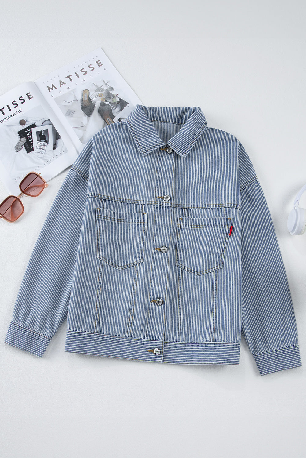 Washed Oversize Pocketed Denim Jacket - KaleaBoutique.com