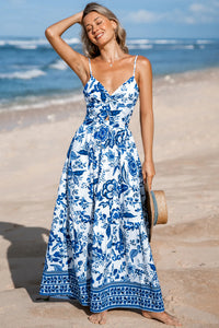 KaleaBoutique Stylish Twisted Bust Spaghetti Straps Backless Floral Maxi Dress - KaleaBoutique.com
