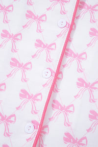 KaleaBoutique Stylish Bow Print Long Sleeve Shirt and Pants Soft Pajama Set - KaleaBoutique.com
