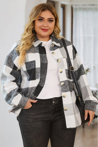 Plus Size Checkered Button-Up Shacket - KaleaBoutique.com