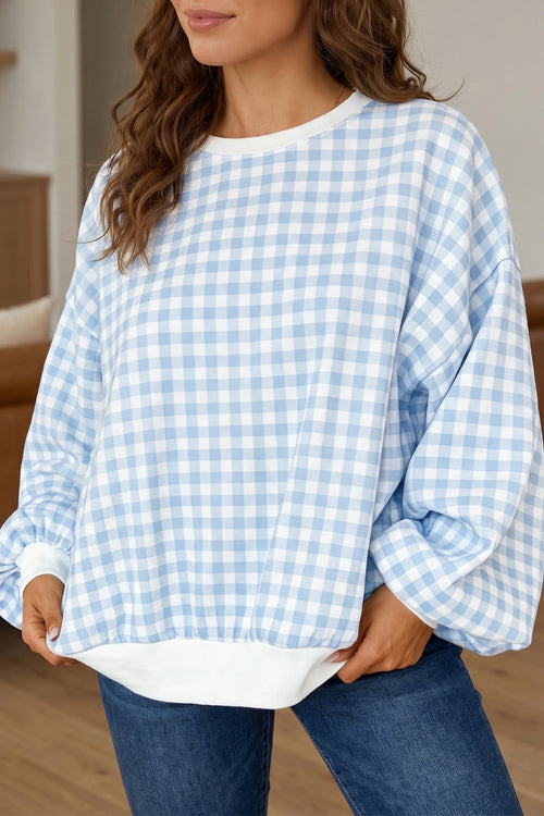 KaleaBoutique Comfortable Plaid Round Neck Long Sleeve Sweatshirt - KaleaBoutique.com