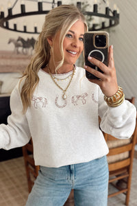 KaleaBoutique Stylish Western Print Embroidered Casual Sweatshirt - KaleaBoutique.com