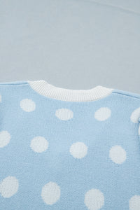 KaleaBoutique Comfortable Polka Dot Puff Short Sleeve Sweater Top - KaleaBoutique.com