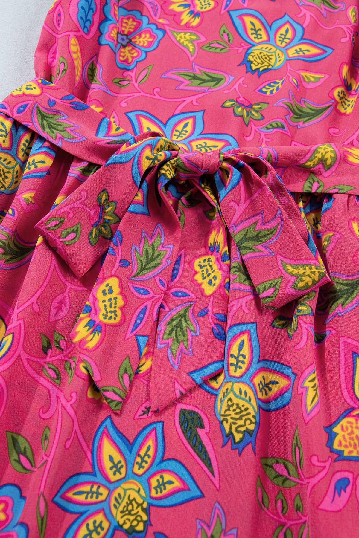 KaleaBoutique Stylish Flutter Sleeve Belted Floral Long Dress - KaleaBoutique.com