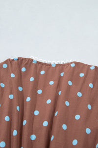 KaleaBoutique Stylish Polka Dot Print Contrast Trim V Neck Zip Up Sleeveless Dress - KaleaBoutique.com