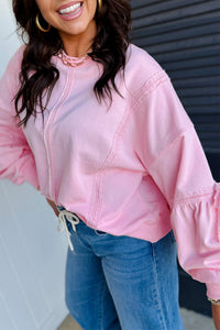 KaleaBoutique Stylish Solid Color Raw Seam Lace Detail Loose Casual Sweatshirt - KaleaBoutique.com