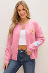 Cute Knitted Floral Pattern Button Up Cardigan - KaleaBoutique.com