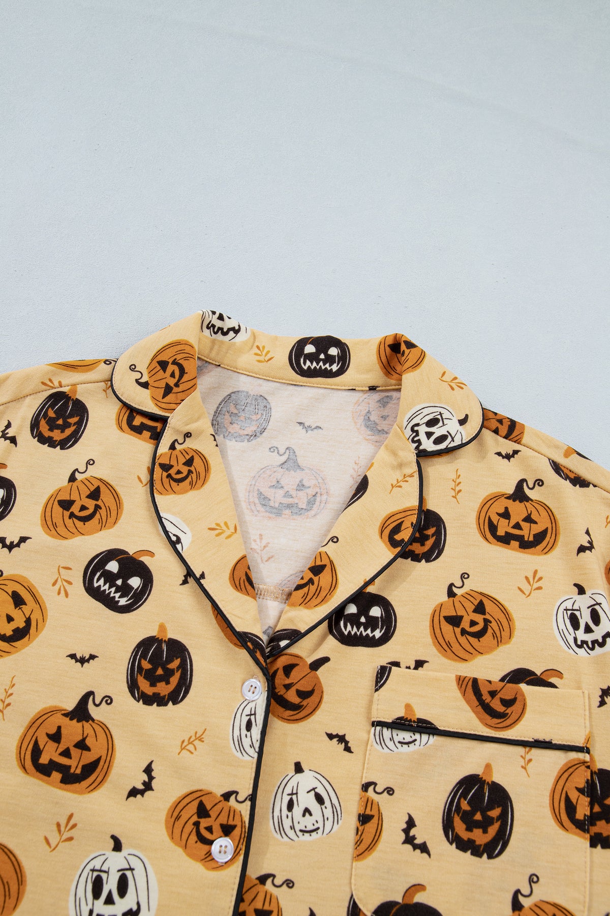 KaleaBoutique Stylish Long Sleeve Ruffle Pumpkin Face Print Two Piece Lounge Set - KaleaBoutique.com