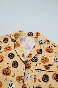 KaleaBoutique Stylish Long Sleeve Ruffle Pumpkin Face Print Two Piece Lounge Set - KaleaBoutique.com