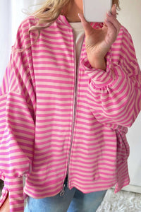 KaleaBoutique Stylish Zip-up Puff Sleeve Zip Jacket Sweatshirt - KaleaBoutique.com