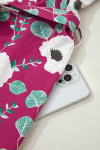 KaleaBoutique Stylish Floral Print Trimmed Short Puff Sleeve Mini Dress with Belt - KaleaBoutique.com