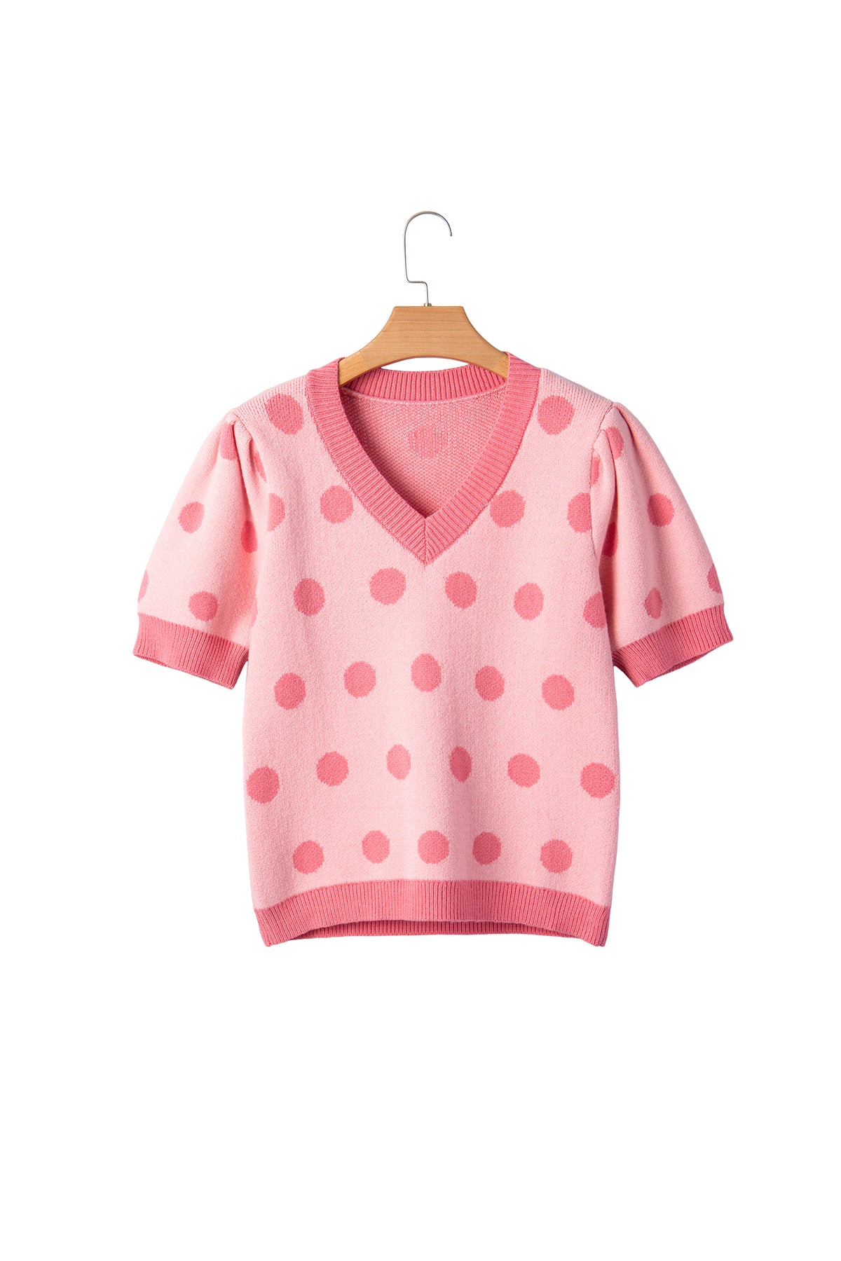 KaleaBoutique Comfortable Polka Dot Puff Short Sleeve Sweater Top - KaleaBoutique.com