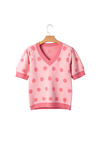 KaleaBoutique Comfortable Polka Dot Puff Short Sleeve Sweater Top - KaleaBoutique.com