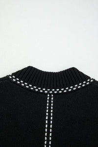 KaleaBoutique Stylish Contrast Trim Button up Sweater Cardigan - KaleaBoutique.com