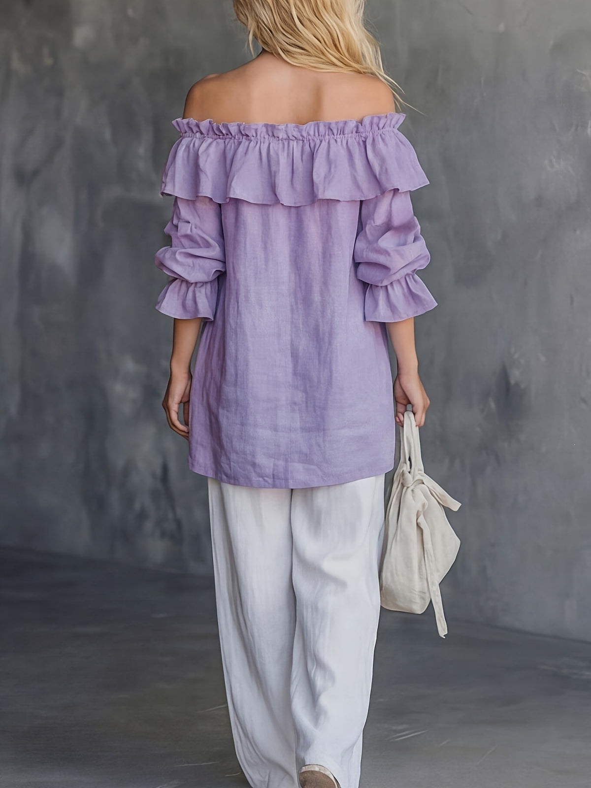 Women's Off-Shoulder Ruffled Puff-Sleeve Blouse
