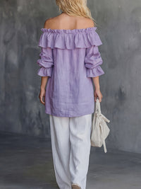 Women's Off-Shoulder Ruffled Puff-Sleeve Blouse