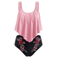 Women's Flounce Top and Floral High-Waisted 2 PC Bikini Set - KaleaBoutique.com