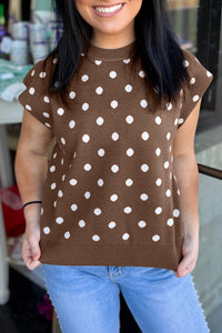 KaleaBoutique Comfortable Dolman Short Sleeve Round Neck Polka Dot Sweater - KaleaBoutique.com