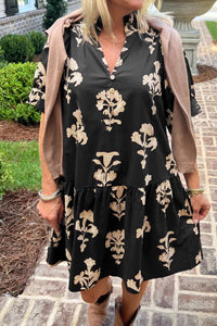 KaleaBoutique Comfortable Frilled V Neck Puff Short Sleeve Floral Mini Dress - KaleaBoutique.com