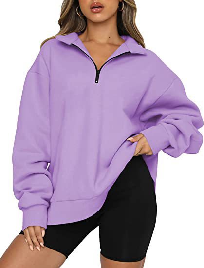 Women's Half-Zip Drop-Shoulder Pullover Sweatshirt - KaleaBoutique.com