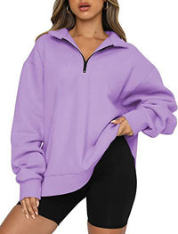 Women's Half-Zip Drop-Shoulder Pullover Sweatshirt - KaleaBoutique.com