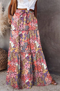 Women's Boho High-Waist Tiered Print Maxi Skirt - KaleaBoutique.com