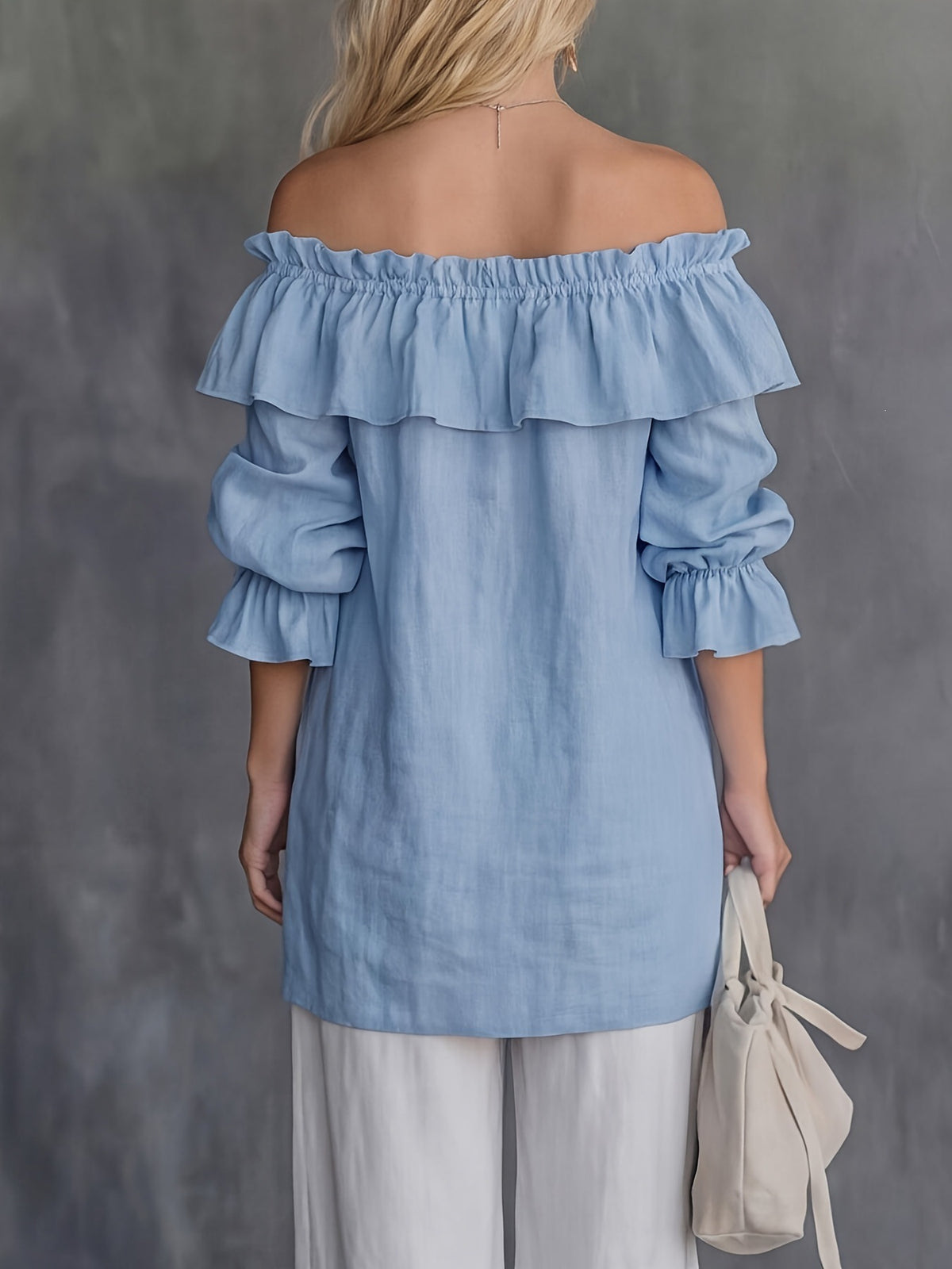 Women's Off-Shoulder Ruffled Puff-Sleeve Blouse