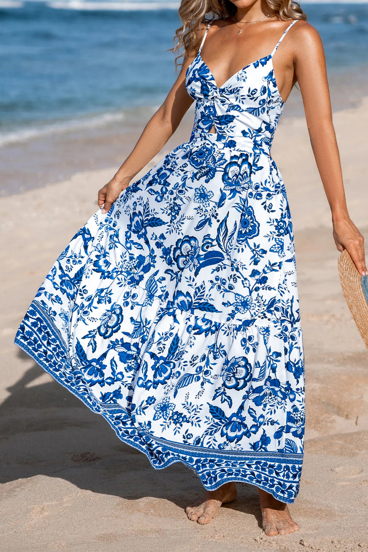 KaleaBoutique Stylish Twisted Bust Spaghetti Straps Backless Floral Maxi Dress - KaleaBoutique.com