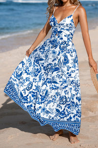 KaleaBoutique Stylish Twisted Bust Spaghetti Straps Backless Floral Maxi Dress - KaleaBoutique.com