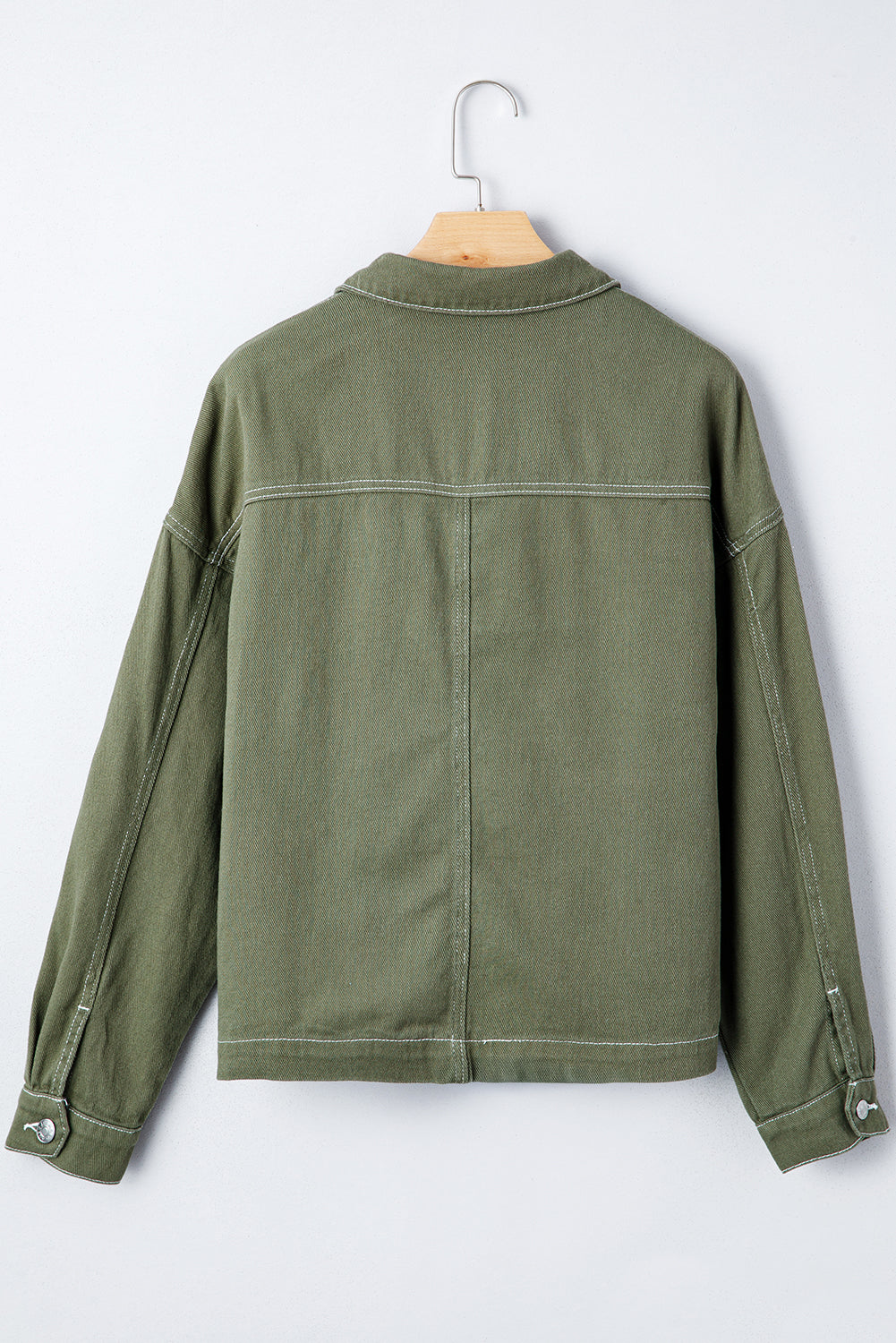 Patched Pocket Collared Button Front Boyfriend Denim Jacket - KaleaBoutique.com