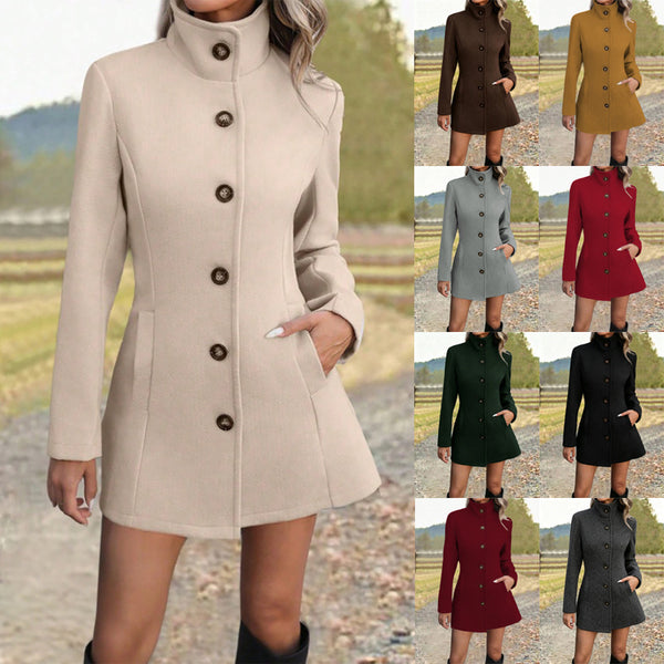 KaleaBoutique Women's Stand-Collar Long Coat - KaleaBoutique.com