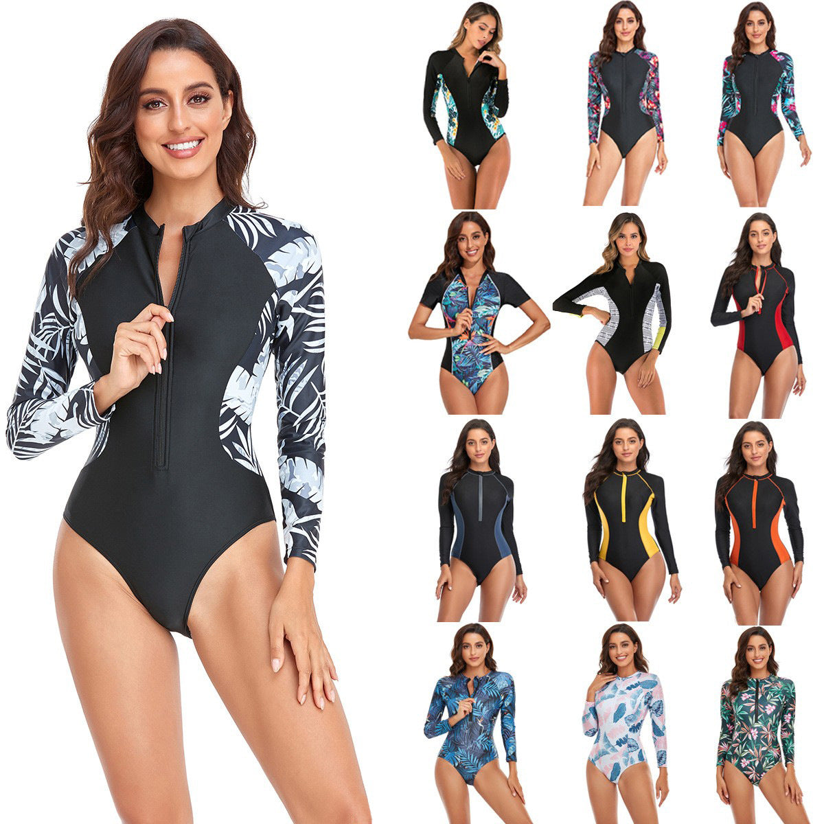 KaleaBoutique Women's Floral Zip-Front One-Piece Surf Swimsuit - KaleaBoutique.com