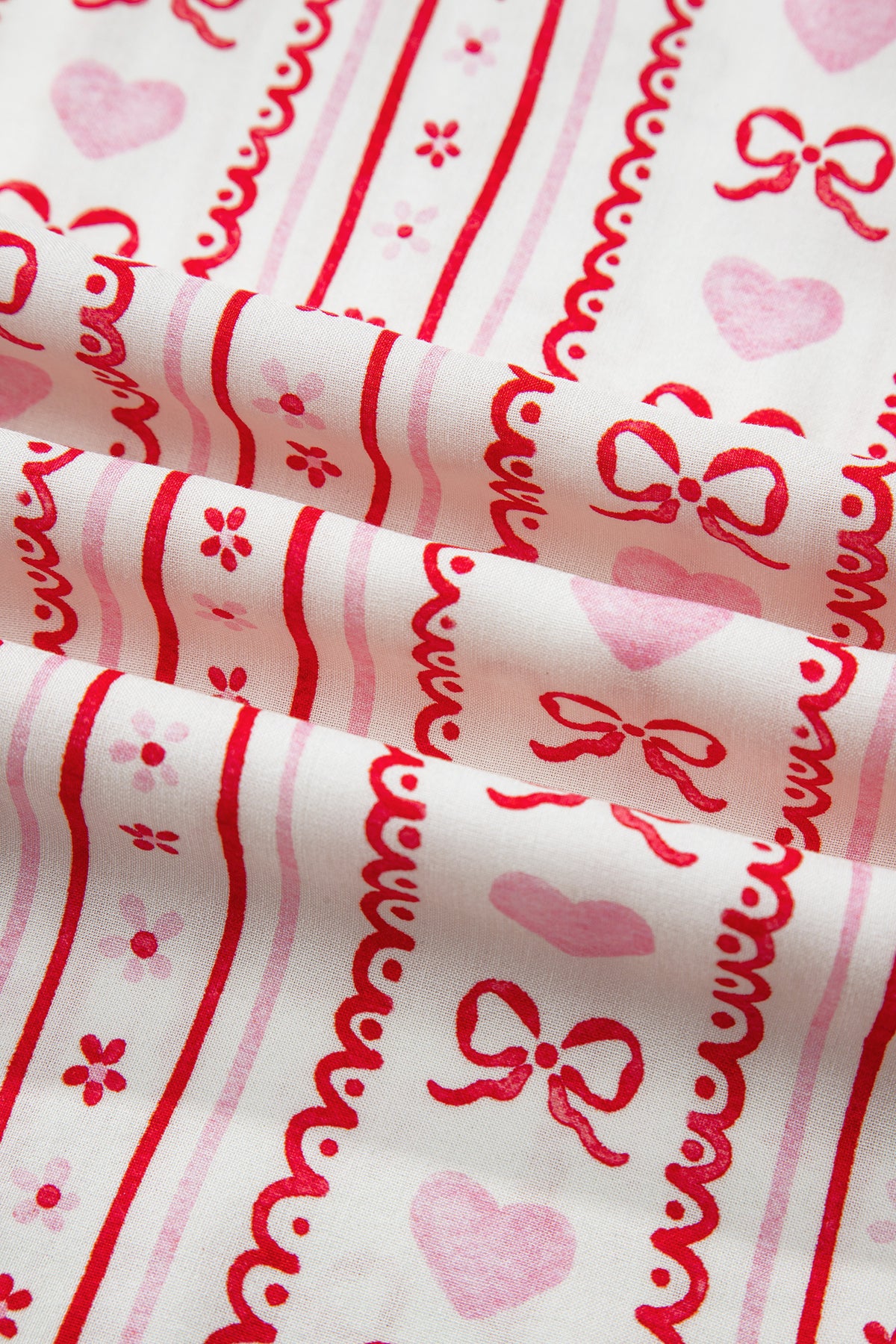 KaleaBoutique Stylish Cute Bow Heart Print Ribbon Decor Short 2pcs Pajama Set - KaleaBoutique.com