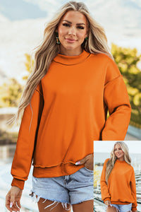 KaleaBoutique Comfortable Oversize Drop Shoulder Reversible Mock Neck Sweatshirt - KaleaBoutique.com