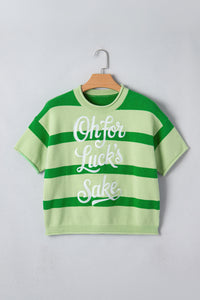 KaleaBoutique Comfortable Oh for Lucks Sake St Patricks Day Short Sleeve Sweater - KaleaBoutique.com