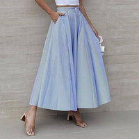 Women's Striped High-Waist Flared Maxi Skirt - KaleaBoutique.com