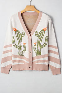KaleaBoutique Stylish Desert Cactus Buttoned Front Sweater Cardigan - KaleaBoutique.com